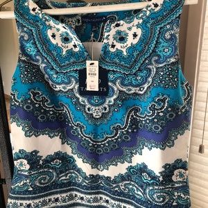 Talbots RSVP Multi-Blue, 4 Petite Paisley, Sleeveless Top